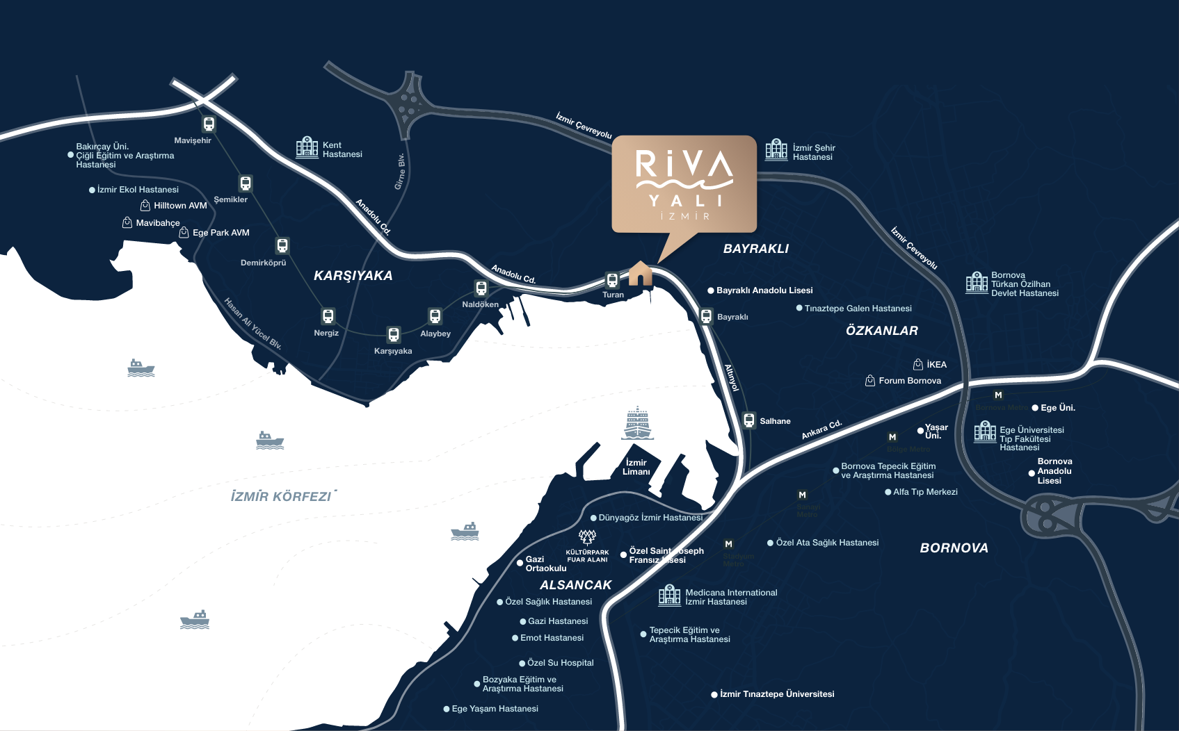 Riva Yalı lokasyon krokisi